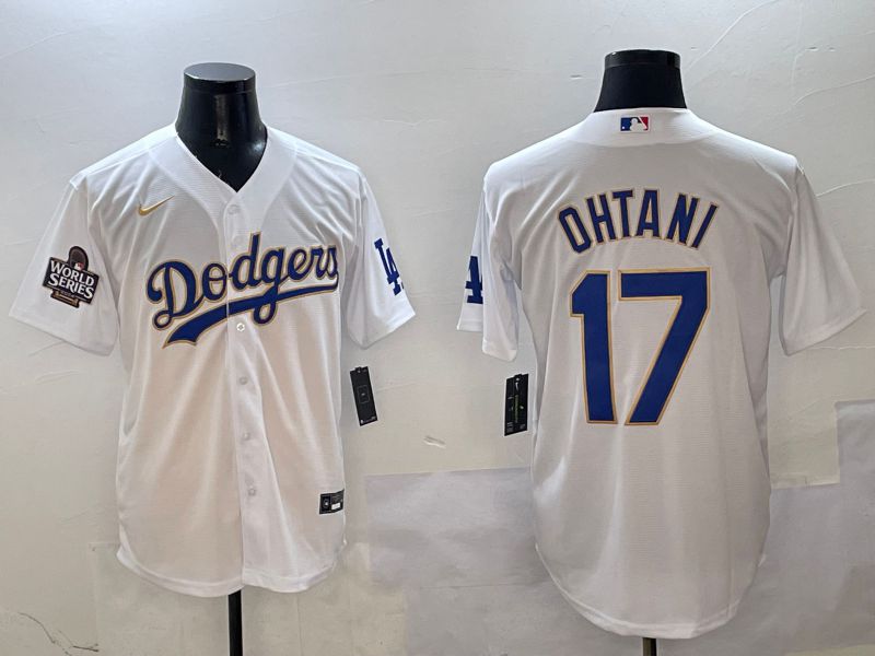 Men Los Angeles Dodgers 17 Ohtani White Blue Game 2025 Nike MLB Jersey style 40210